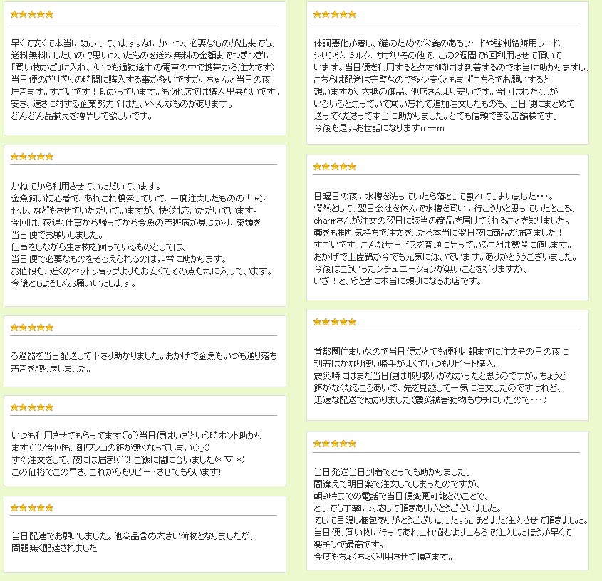 当日便について Charm楽天市場店